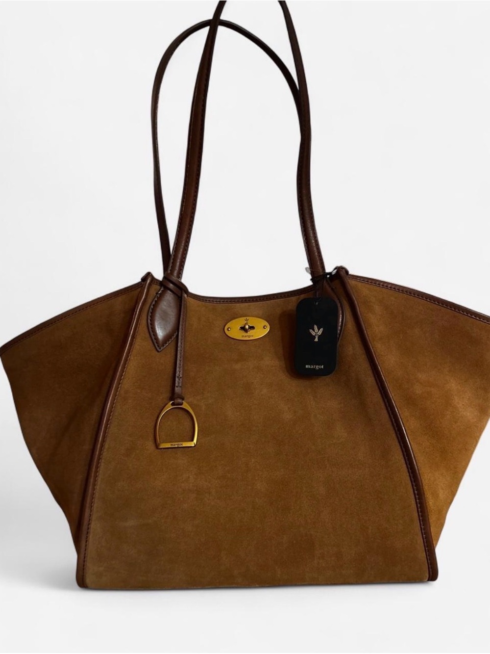 NWT Margot Phoebe Large Suede Tote Bag Brown Viral TikTok